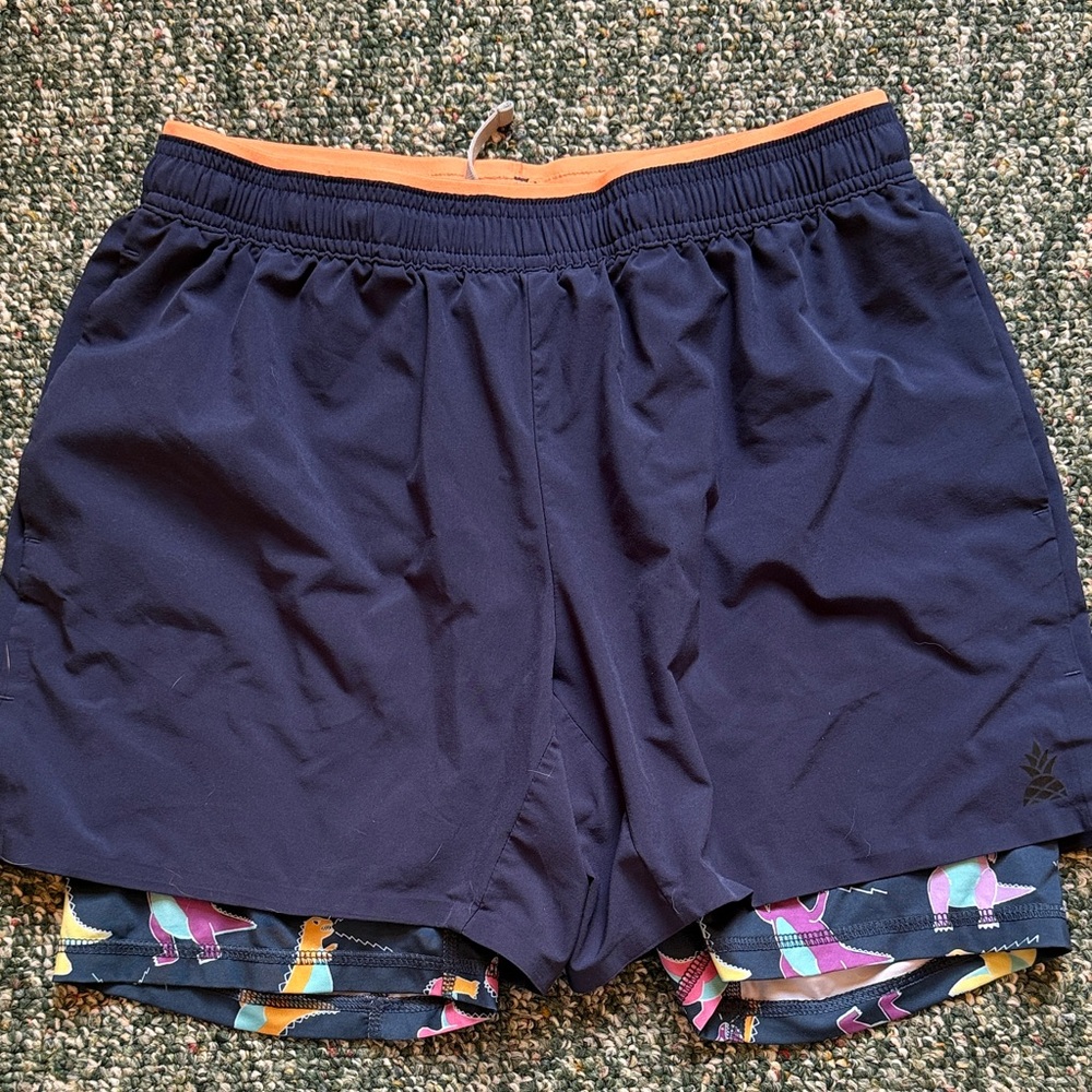 Chubbies Men's Navy Blue Shorts with Colorful Accents